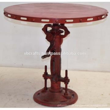 Vintage Industrial Jack Crank Table Red Antique Finish